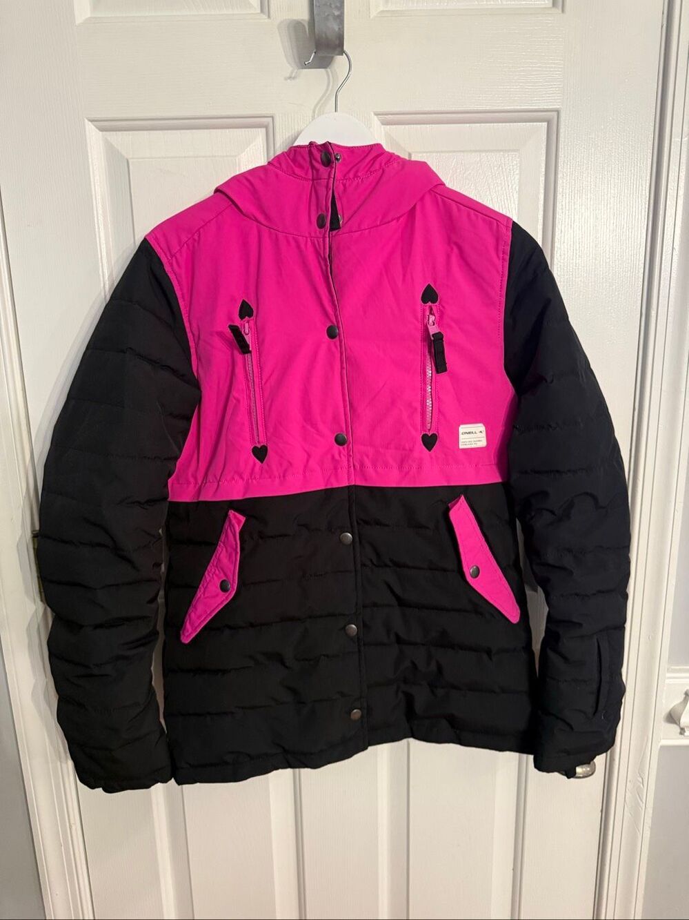 O’Neill Black & Pink Hyperdry Firewall Ski Jacket sz 12 EUC